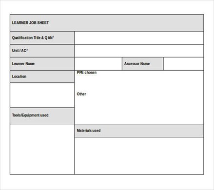 Mẫu Job Sheet Time Sheet