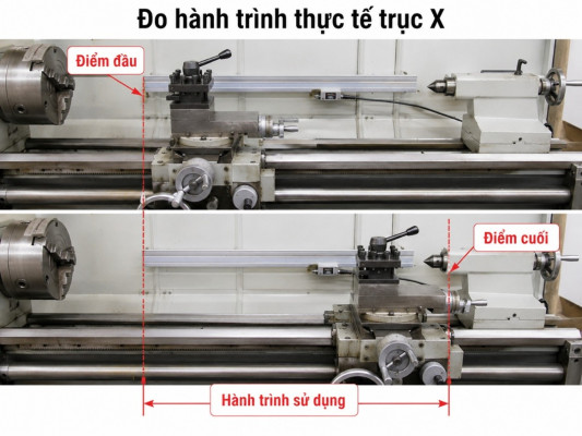 Cách đo Hành Trình Thực Tế Của Trục X để Chọn Thước Quang