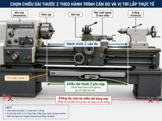 Chọn Chiều Dài Thước Z Theo Hành Trình Cần đo Và Vị Trí Lắp Thực Tế