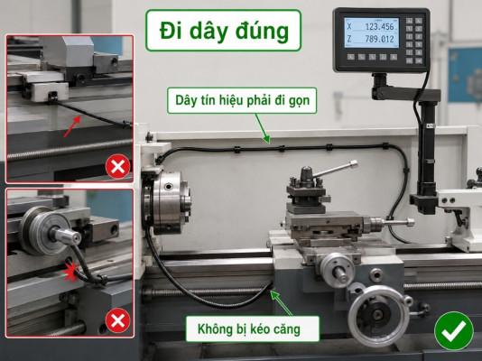 Dây Tín Hiệu Thước Quang Phải đi Gọn Và Không Bị Kéo Căng