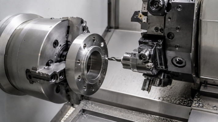 Máy Tiện Cnc Lỗ Trục Chính Lớn Kết Hợp Bộ Cấp Phôi Thanh